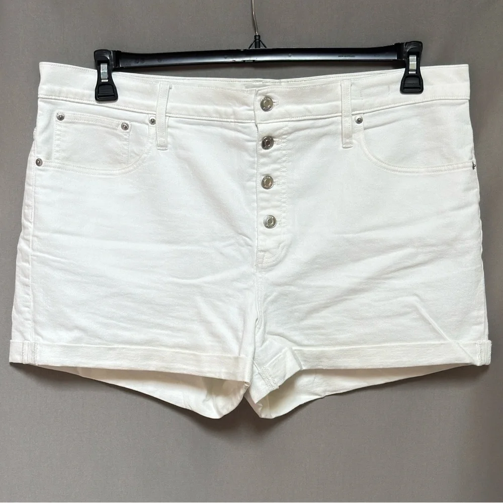 JcrewHigh-Waist White Button-Front Women’s Shorts